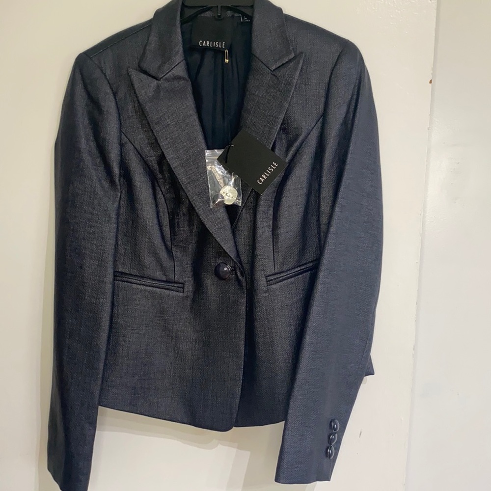 Carlisle Black Waxed Tweed Single Button Blazer